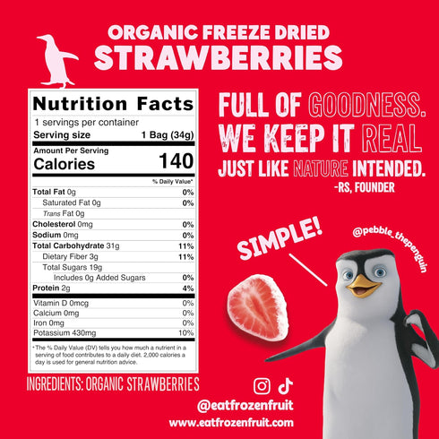 (6 Pack, Still Life Freeze-Dried Organic Sliced Strawberries, Real Fruit Snack, Single-Ingredient, No Sugar Added, No
