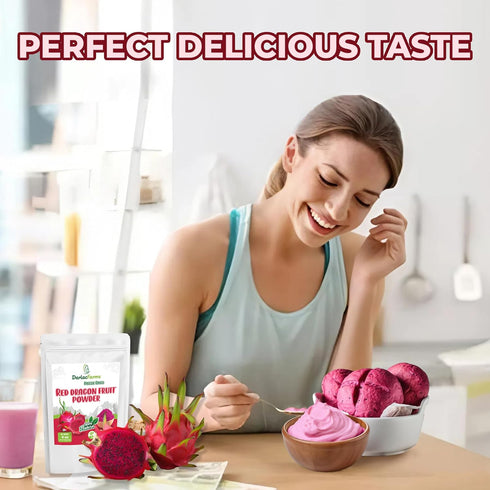 8Oz 100% DARLAC FARMS Freeze Dried Red Dragon Fruit Powder Real Pitaya Powder, No Sugar Added, Vegan & Gluten-Free