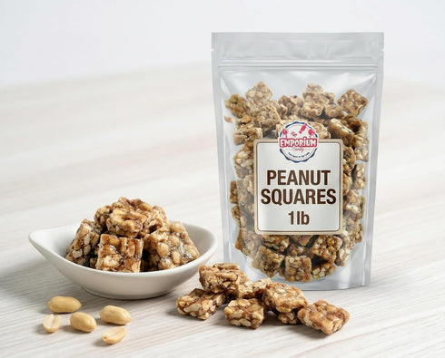 1 lb Peanut Squares - of Fresh Sweet Crunchy Delicious Roasted Bite Size Snack