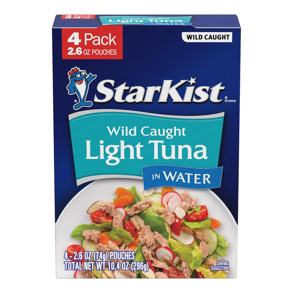 StarKist Chunk Light Tuna, 2.6 oz Pouch (4 Pack) - Wild Caught, Ready to Eat, 17g Protein, Gluten Free, Perfect for
