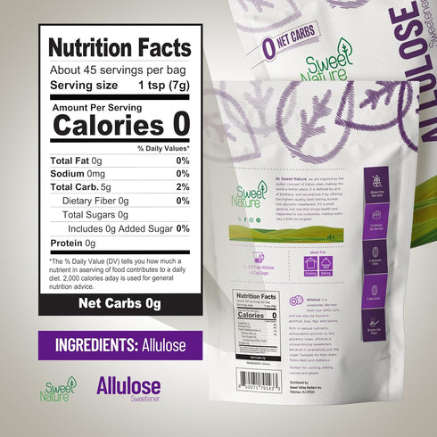 3 lb Sweet Nature Allulose Sweetener Resealable Bag, Keto Sugar Substitute, Non-GMO, Gluten-Free, Kosher, Zero Calorie
