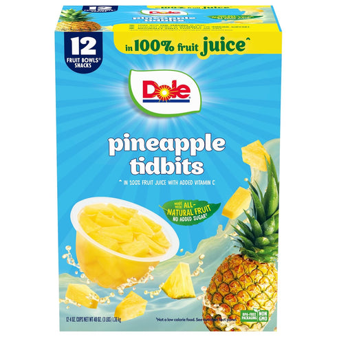 Dole Pineapple Tidbits in 100% Juice - Dole Fruit Bowls Snacks -