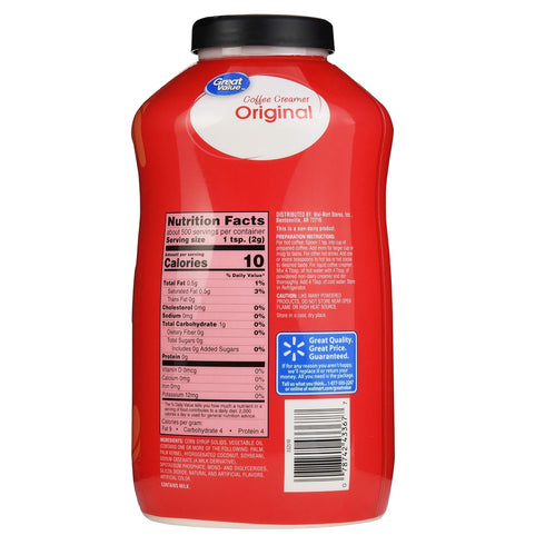 35.3 Oz(Pack 4) Great Value: Coffee Non-Dairy Creamer