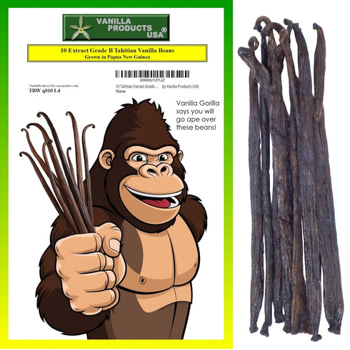 10 Tahitian Extract Grade B Vanilla Beans, 4~6" by Vanilla Products USA