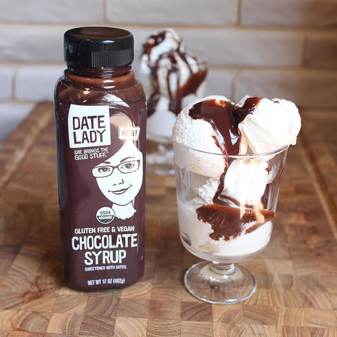 1Squeeze (17oz) Date Lady Chocolate Syrup | Sweetened Only with Dates | Organic, Vegan, Kosher and Dairy Free | Drizzle