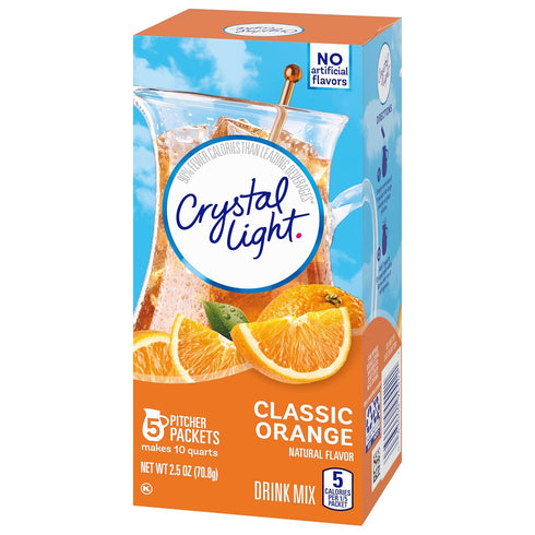 (5 Packets) Crystal Light Classic Orange Drink Mix Pitcher