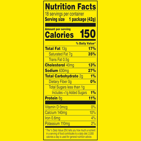 8g 1.5 oz. (18 Count) Slim Jim Beef 'N Cheese Smoked Meat Sticks, Mild Flavor, Protein Per Serving