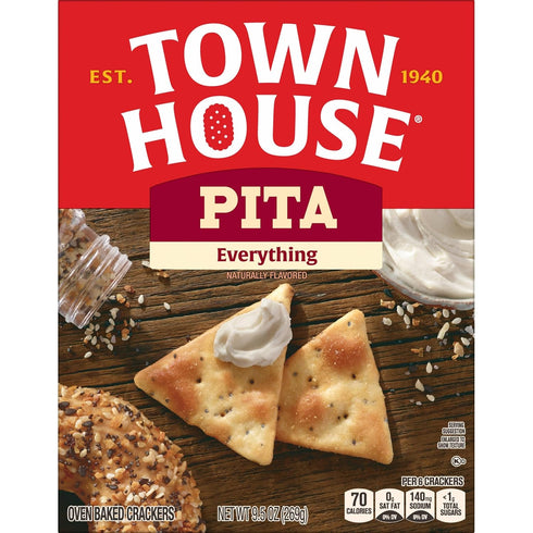 (12 Town House Pita Oven Baked Crackers, Party Snacks, Everything Flavor Boxes)