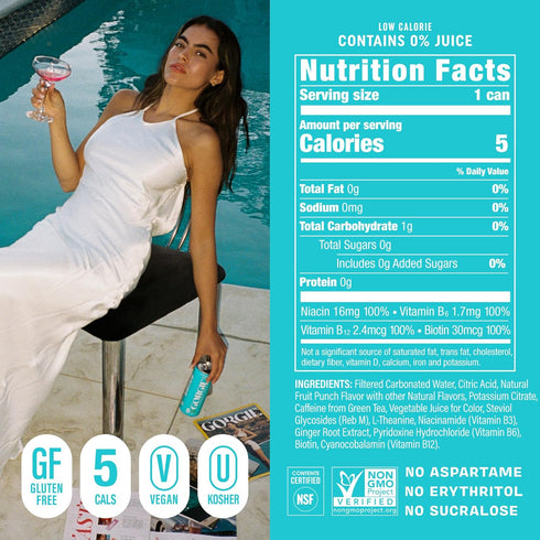 '-150mg (Pack 12) GORGIE Tropical Variety, Sugar-Free Natural Energy Drink Sparkling, Healthy Energy Drinks - Green Tea