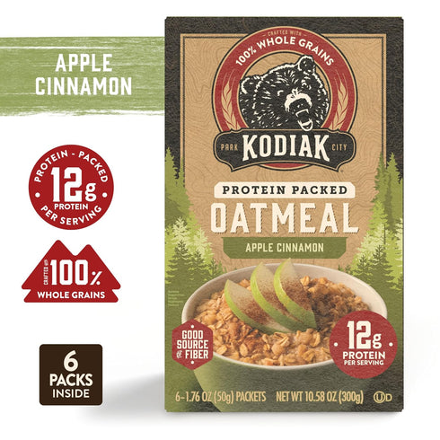Packets, 100% 6 6 packets (36 packets) Kodiak Cakes Instant Oatmeal Apple Cinnamon, High Protein, Whole Grains, boxes