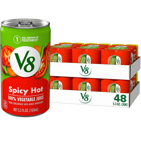 V8 Spicy Hot 100% Vegetable Juice, 5.5 fl oz Can (6 Packs
