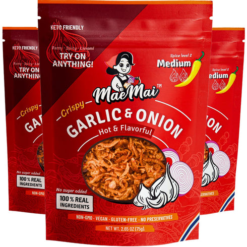 MaeMai Chili Crisp (MEDIUM HOT Spice) - Spicy Umami Onion & Garlic
