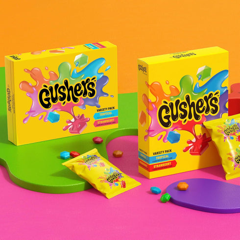 6 4.8 oz Gushers Fruit Flavored Kids Snacks, Watermelon and Sour Apple Flavor, Pouches