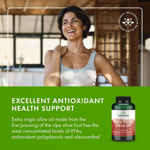 120 Swanson Extra Virgin Olive Oil - Supports Heart Health* - Made with Cold-Pressed, Certified Organic Olive Oil