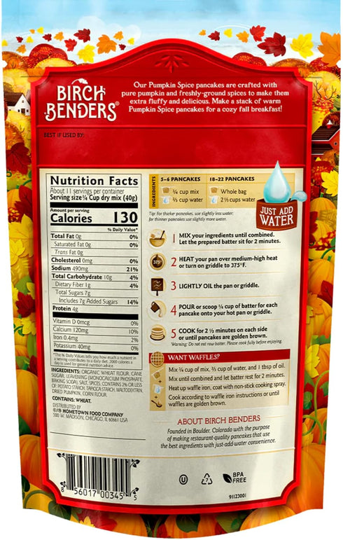 16 oz (Pack 1) Birch Benders Pumpkin Spice Pancake & Waffle Mix