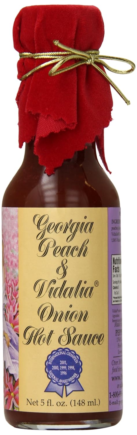 Pepper's Georgia Peach and Vidalia Onion Hot Sauce with Red Velvet Top, 5