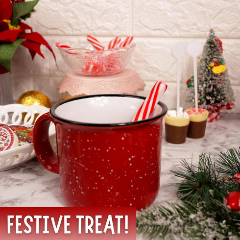 48 (Pack 4) Sweetzo Bulk Christmas Candy Cane Stir Spoons, Hot Chocolate and Coffee Peppermint Stirrers - Total Pieces