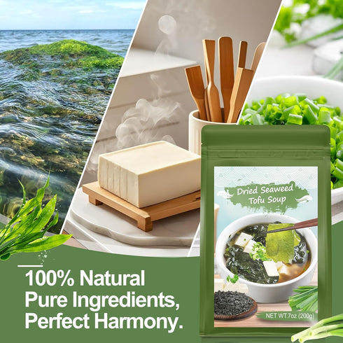 7oz Dried Miso Soup Mix Instant Dried Wakame Seaweed, Freeze-Dried Tofu & Green Onion Base for Ramen, Udon, Noodles