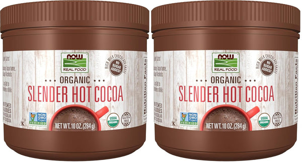 NOW Foods, Organic Cocoa Lovers Slender Hot Cocoa, No Sugar Added, Certified