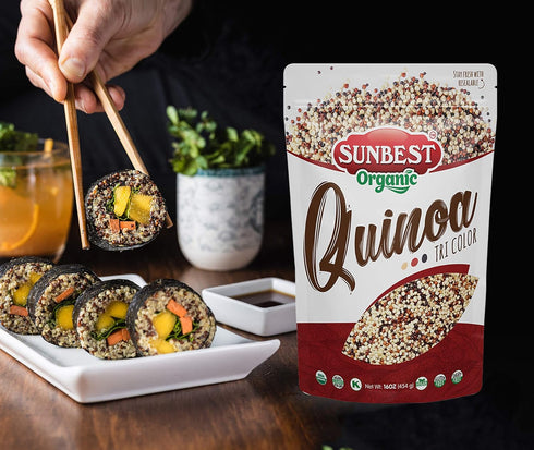 16 Oz., 2-Pack Sunbest Natural Organic Tri-Color Quinoa, Non-GMO, Vegan, Kosher