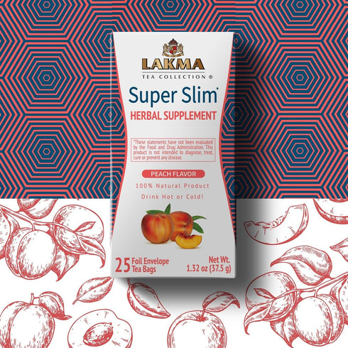 HYLEYS Lakma Super Slim Tea with Peach, 25 Tea Bags