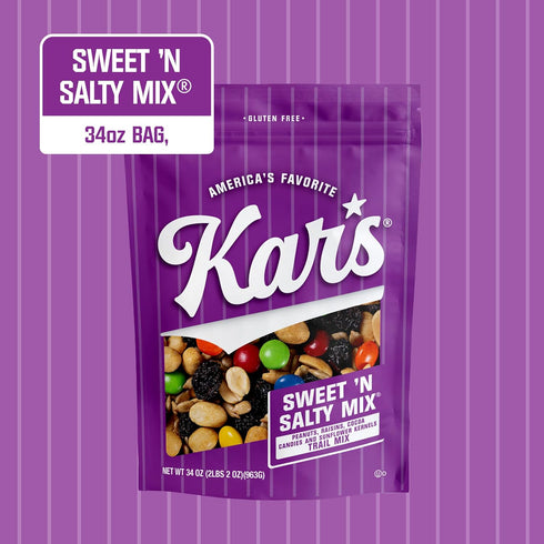 34 oz (Pack 1), Kars Nuts Sweet N Salty Trail Mix, Resealable Pouch of Gluten-Free Trail Mix Snack