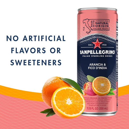 11.15 oz. (6 Count) Sanpellegrino Prickly Pear and Orange Sparkling Fruit Beverage, fl Cans