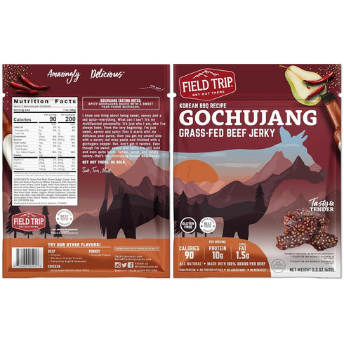 2.2oz 4 Pack, Field Trip Grass Fed Beef Jerky, Healthy Gluten Free Snacks, All Natural, Paleo-Friendly Beef Jerky, High