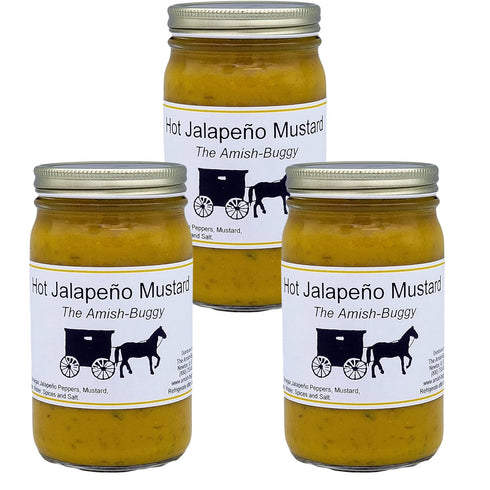 Amish Buggy Amish Mustards Hot - Jalapeo - 7 Oz Set of 3 Jars