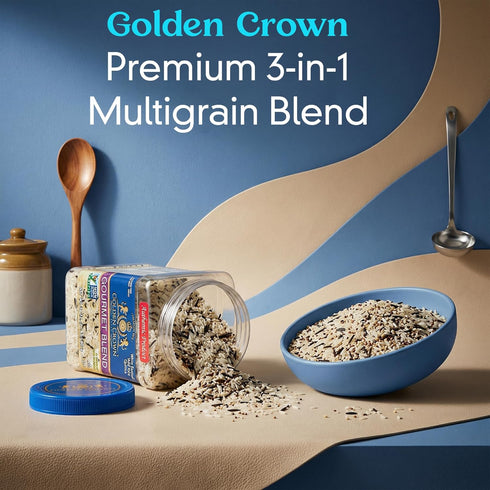 3-in-1 32 oz (2 lbs) Golden Crown Multigrain Blend with White Basmati, Wild Rice & Quinoa - Premium Quality, Vegan