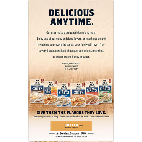 0.98oz Packets, (10 Pack) Quaker Instant Grits, Butter