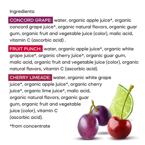 100% 20ct, GoodPop Organic Freezer Pops - Cherry Limeaide, Fruit Punch, Grape, Juice, No Added Sugar - Box