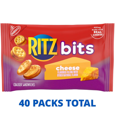 40 Packs (4 (Pack 2) RITZ Bits Cheese Sandwich Crackers, Bulk Lunch Snacks, Snack Boxes)