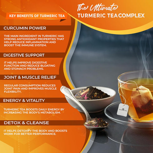 GOLDEN HERBS 30 Packed Organic Ginger Turmeric Tea USDA Organic Herbal Tea, Caffeine Free, Warming Wellness Blend