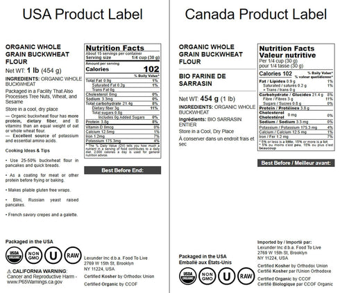 1 Food to Live Organic Whole Grain Buckwheat Flour, Pound Non-GMO, Kosher, Unbleached, Unbromated, Unenriched, Stone