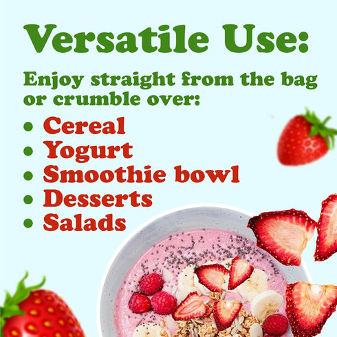 8 100% Food to Live Organic Freeze-Dried Strawberries, Ounces Natural Berries, No Sugar Added, Vegan and Nutritious