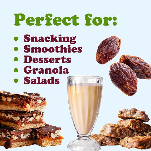 5 Food to Live - Organic Medjool Dates, Pounds Non-GMO, Whole Dried Dated with Pits, Large Size, Unsweetened