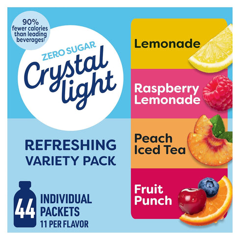 Crystal Light Refreshing Drink Mix Variety Pack, 44 Packets, for Convenient Hydration,
