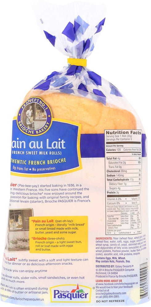 Pasquier 9.9oz (280g) Brioche - Authentic French Brioche Pain au Lait Sweet Milk Rolls