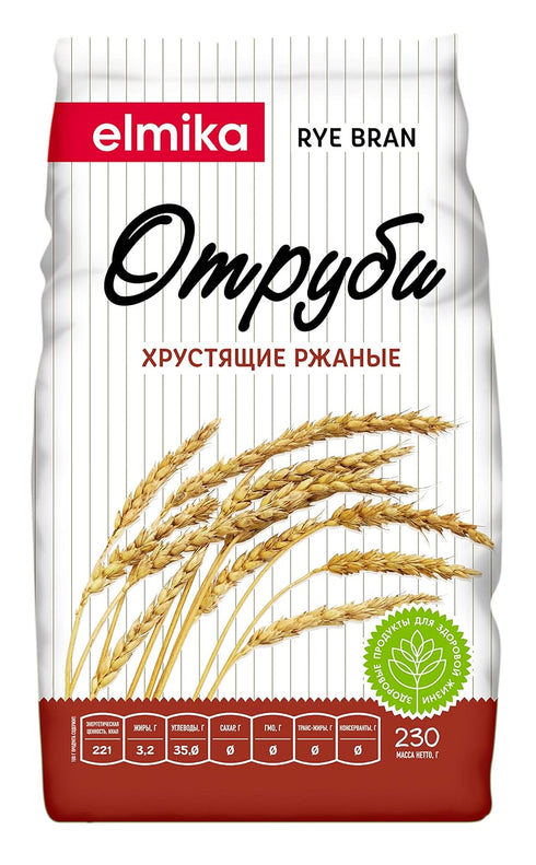 Elmika Whole Crunchy Rye Bran Otrubi 8.11oz/230g Breakfast Dietary Healthy Cereal with Salt