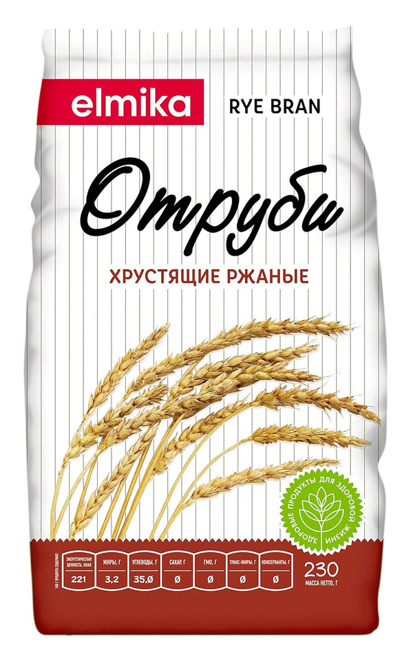 Elmika Whole Crunchy Rye Bran Otrubi 8.11oz/230g Breakfast Dietary Healthy Cereal with Salt