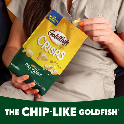4.8 Oz Goldfish Crisps Spicy Dill Pickle Baked Chip Crackers, Bag