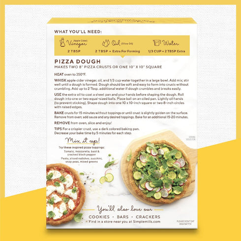 9.8 (Pack 2) Simple Mills Almond Flour Baking Mix, Cauliflower Pizza Dough - Gluten Free, Vegan, Plant Based, Ounce