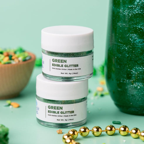 Sweets Indeed Edible Glitter, Perfect for Drinks, Cocktails, Cake Decorating, Dessert Topper, 4 grams Green Glitter