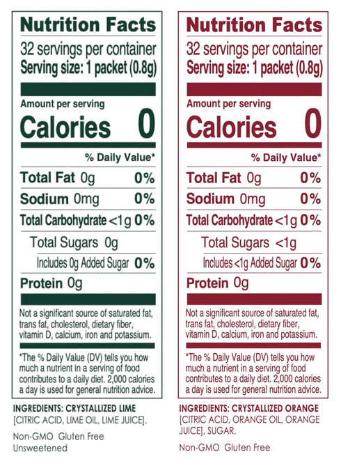 Packets 100ct (2pk Packets True Lime and True Orange Bulk Dispenser Variety). Sugar Free, Natural Flavored Water