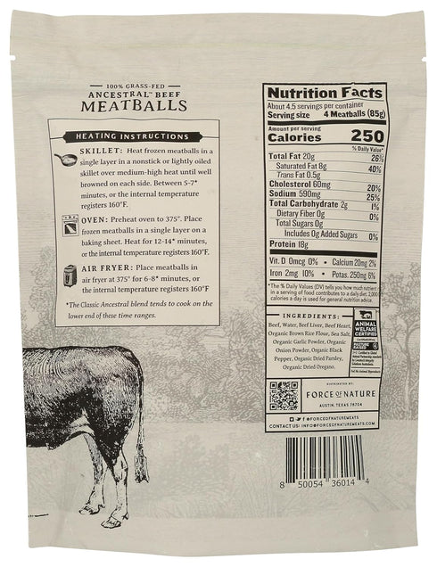 14 OZ Force of Nature Meats Ancestral Beef Meatballs