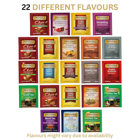 Pack (22 Count), 22 Twinings Tea Bag Sampler Assortment in Giftable Box, Variety Unique Flavours for Tea Lovers: Women