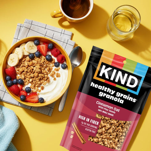 6g 11oz, 3 Count Kind Healthy Grains Granola, Cinnamon Oat Clusters with Flax Seeds, Gluten Free, Healthy Snack Mix