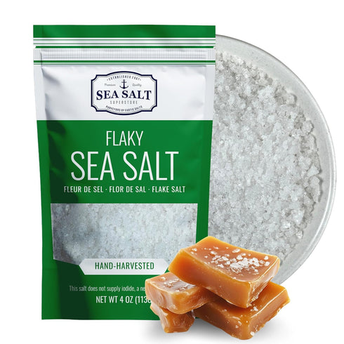 Garnishing Hand Harvested Sea Salt Grains, Baja Fleur de Sel Grain Salt,