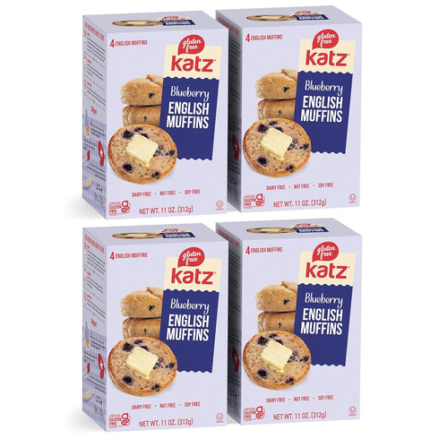 Katz Gluten Free Blueberry English Muffins. No Soy and Eggs, Dairy Free,